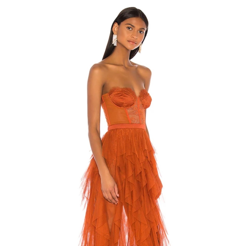 X REVOLVE Bustier Corset Gown in Rust